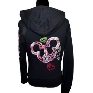 Disney Mickey Mouse Peace Love and Mickey Full Zip Hooded Jacket Size Small
